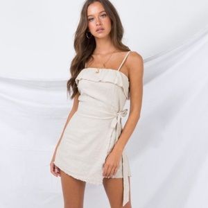 Princess Polly linen wrap front romper